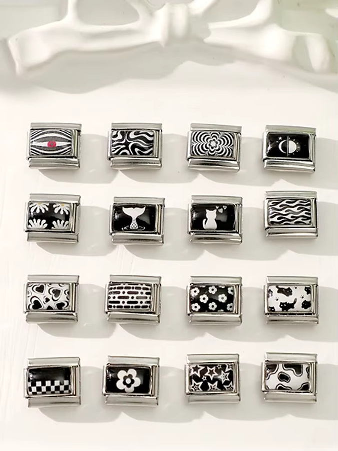 Yolorist Charm-Anhänger Edelstahl, Schwarz-Weiß, Unisex - Bild 6