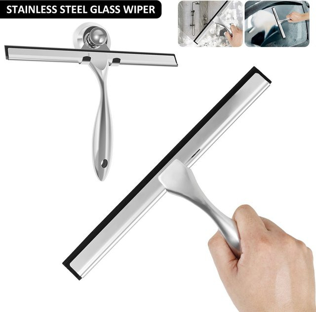 Willstar Fensterabzieher aus Edelstahl mit Saugnapf in Silber für Badezimmer, Küche und Auto - Bild 1