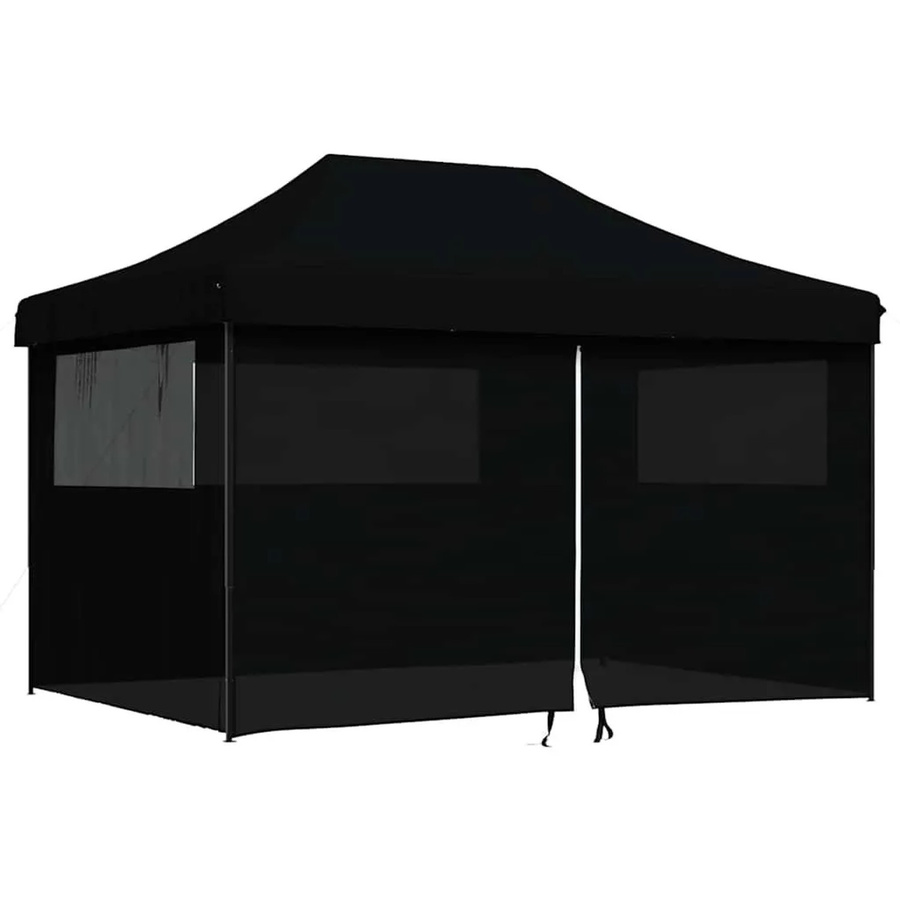 vidaXL Partyzelt Pop-Up Faltbar mit 4 Seitenteilen und transparenten Fenstern Schwarz B: 315 cm, T: 279 cm, H: 279 cm - Bild 2