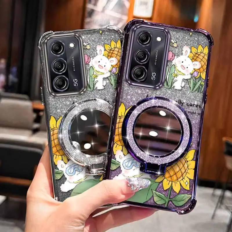 Samsung Handyhülle mit Glückliches Kaninchen Motiv und Lanyard für A55 A25 A24 A22 A15 A13 A12 A71 A53 A51 A35 A26 A04 A03 A02 in Multicolour und Silber - Bild 5