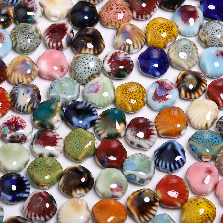 JILKOL Perlen Keramik, Jakobsmuschel, Bunt, 11,5x10mm, Unisex - Bild 6