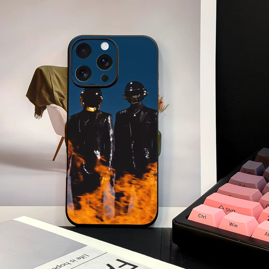 D-Daft Punk Band Handyhülle für Apple iPhone 11 bis 16 Pro Max Plus Mini aus weichem TPU in Multicolor - Bild 2