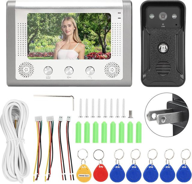 GoolRC Video Türsprechanlage mit 7 Zoll TFT Display, Nachtsicht Kamera und ID-Kartenfunktion in Silber - Bild 1