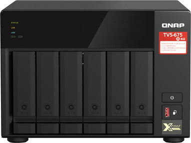 QNAP TVS-675 NAS-Server in Schwarz mit 6 Schächten, 8 GB RAM, SATA 6Gb/s, Gigabit und 2.5 Gigabit Ethernet sowie iSCSI-Unterstützung - Bild 1