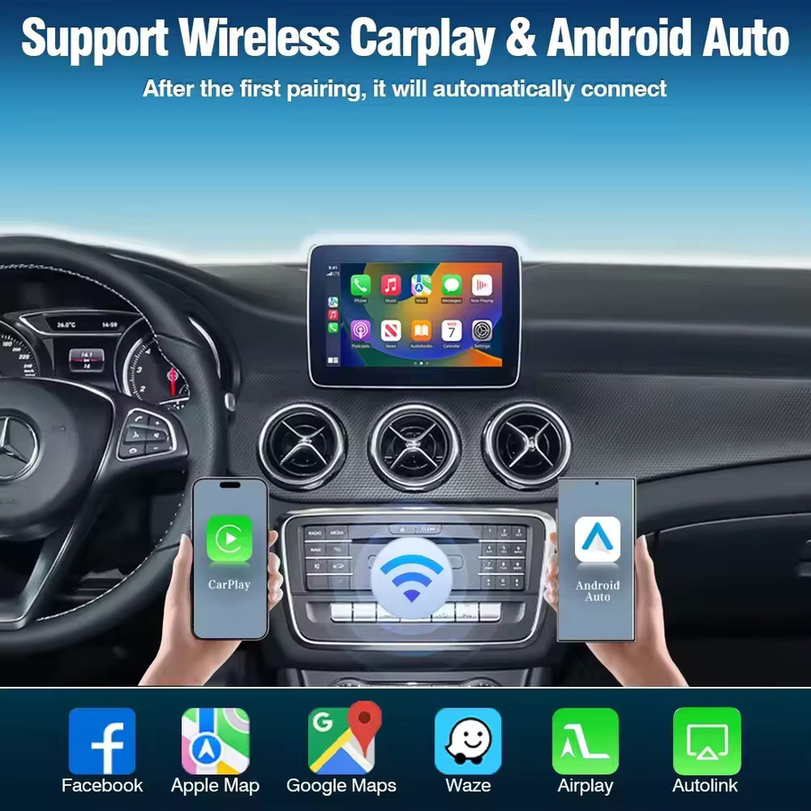 BONROAD Wireless CarPlay und Android Auto Decoder für Mercedes Benz NTG 4.0 NTG 4.5 NTG 5.0 mit Bluetooth und Mirror Link in Schwarz - Bild 2