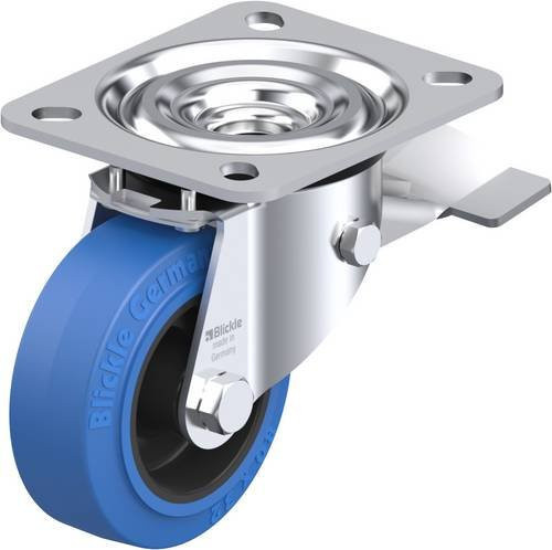 Blickle L-POEV 80G-ST-SB Lenkrolle mit Feststeller, Rad-Durchmesser: 80 mm, Tragfähigkeit: 140 kg, verzinkter Stahl und Kunststoff in Blau und Schwarz - Bild 1