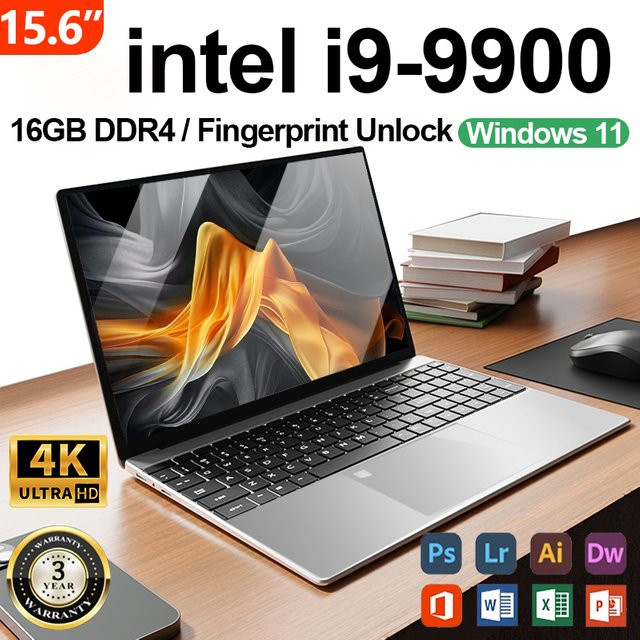 FUCHU Laptop mit Intel Core i9, 15,6 Zoll 4K HD-Bildschirm, 16GB RAM, 1TB SSD, Windows 11, Silber - Bild 1