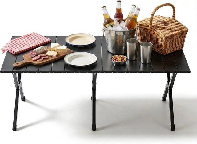 Relaxdays Campingtisch aus Stahl und Kunststoff in Schwarz, klappbar und höhenverstellbar, B/T: 120 x 60 cm - Bild 1
