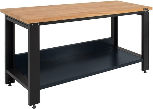 TRUTZHOLM Massive Werkbank Profiline XXL Freistehend aus Stahl und Hartholz, B/T: 170 x 69 cm, Anthrazit/Schwarz/Braun