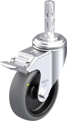 Blickle Lenkrolle LKRA-TPA 101G-11-FI-ELS-E11 mit Feststeller, Rad-Durchmesser: 100 mm, Tragfähigkeit: 70 kg, Farben: Grau, Schwarz, Silber - Bild 1