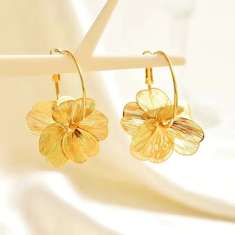 LATS Creolen, Gold, Große Blume, Damen - Bild 2