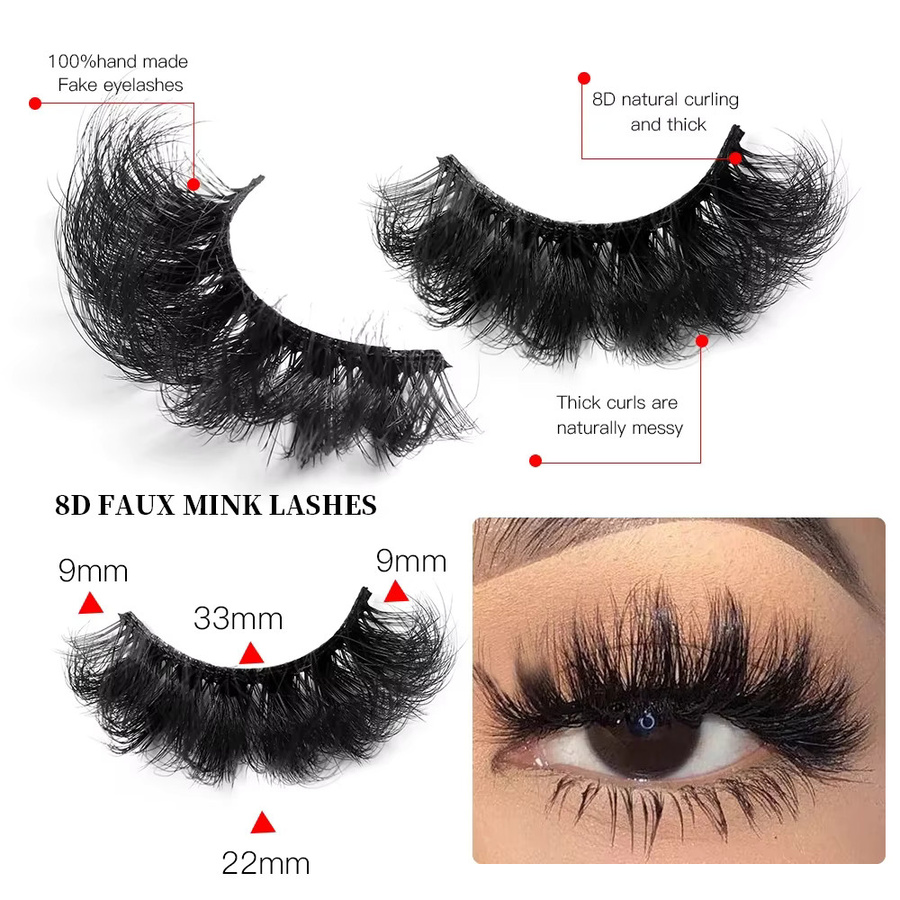 JIEFUXIN Wimpern, Black, 5 Paar - Bild 3