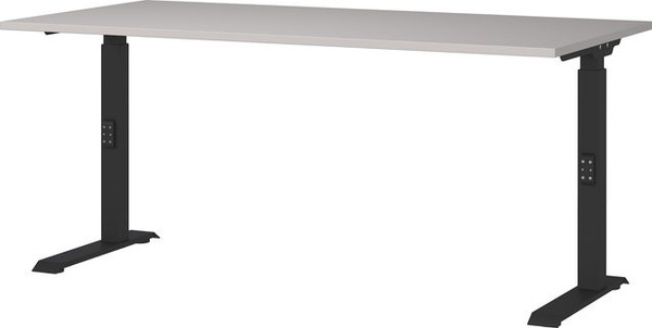 KADIMA DESIGN Schreibtisch Stuttgart höheneinstellbar mechanisch mit C-Fuß, Kaschmir/Schwarz, B/T/H: 160 x 80 x 68-91 cm