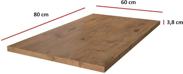 Arbeitsplatte Vigo in Eiche Lancelot, braun, B/T/H: 80 x 60 x 3,8 cm - Bild 1