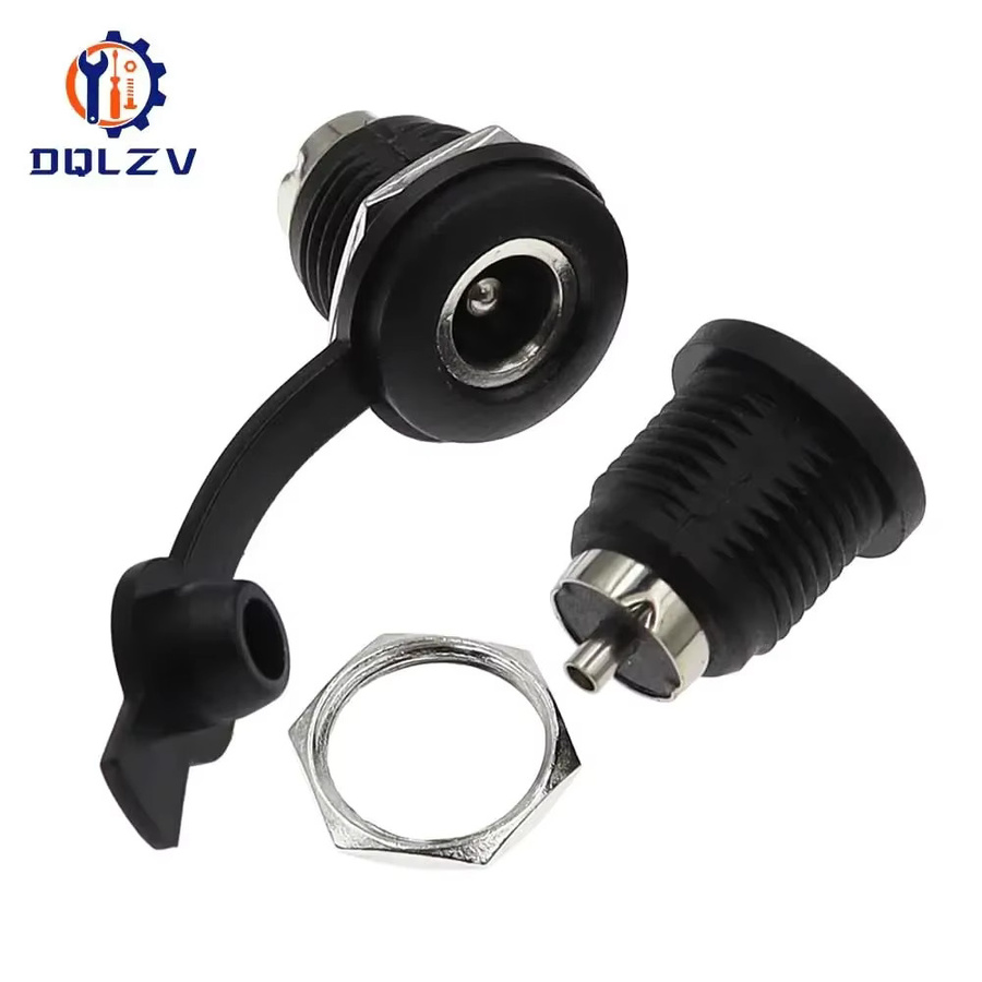 DQLZV 5er Set DC Ladebuchsen Panel Mount Weibliche Stecker in Schwarz mit 5,5x2,5mm und 5,5x2,1mm Anschlussgrößen - Bild 2