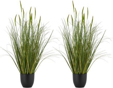 VEVOR 2er-Pack Künstliches Rohrkolbengras in Grün, PVC Kunstpflanze im Topf für Innen und Außen, Höhe: 88,9 cm - Bild 1