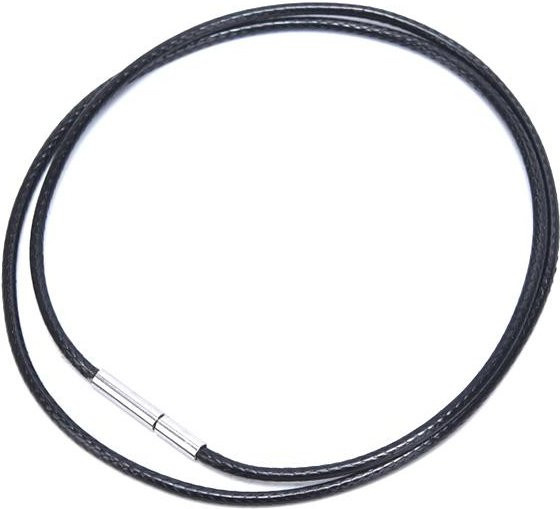 Hong Haier Halskette, schwarzes Wachs-Lederband, Edelstahl-Drehverschluss, 50 cm - Bild 1