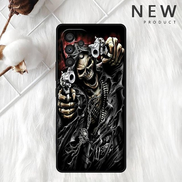 Handyhülle Sensenmann Totenkopf für Samsung Galaxy A54 A52 A14 5G A53 A12 A13 A71 A23 A34 A33 A21s A41 in Schwarz - Bild 1