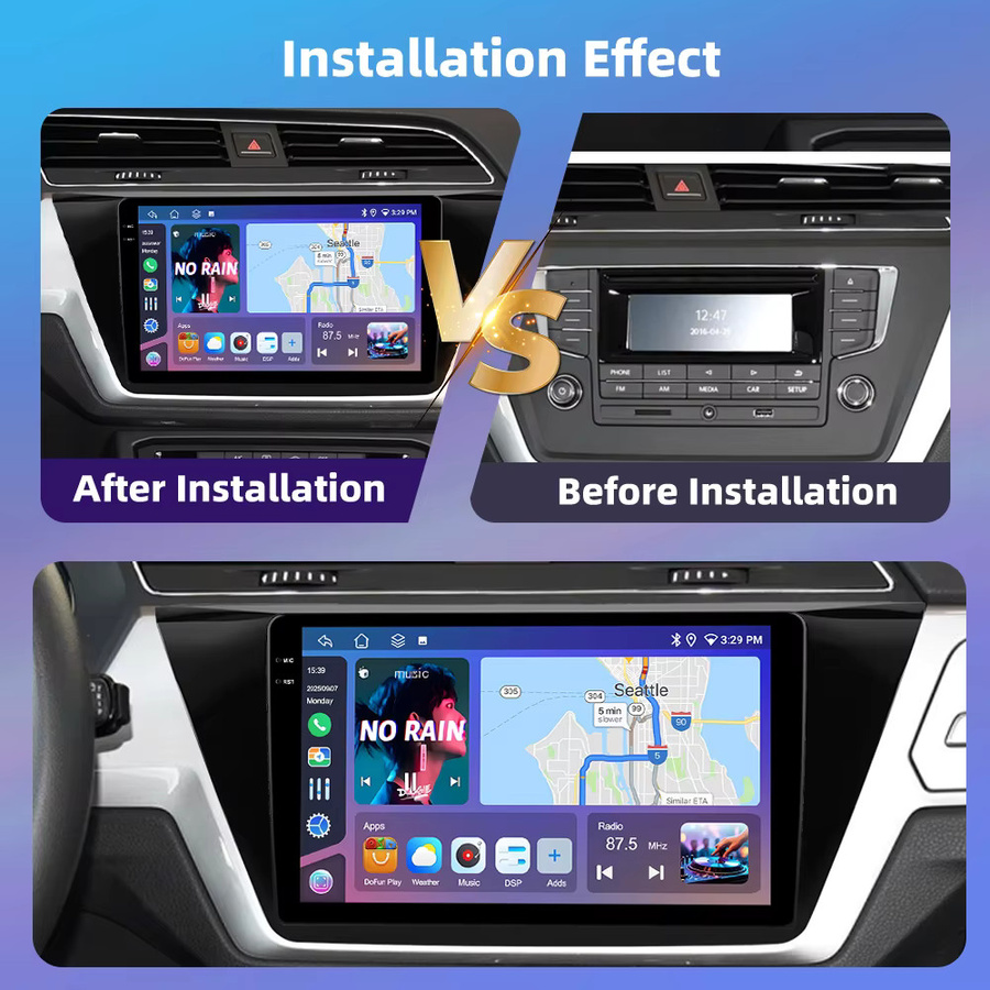 Podofo 8 Core Auto Autoradio für Volkswagen Touran L 2016 mit drahtlosem CarPlay, Android Auto, WIFI und GPS in Schwarz - Bild 2
