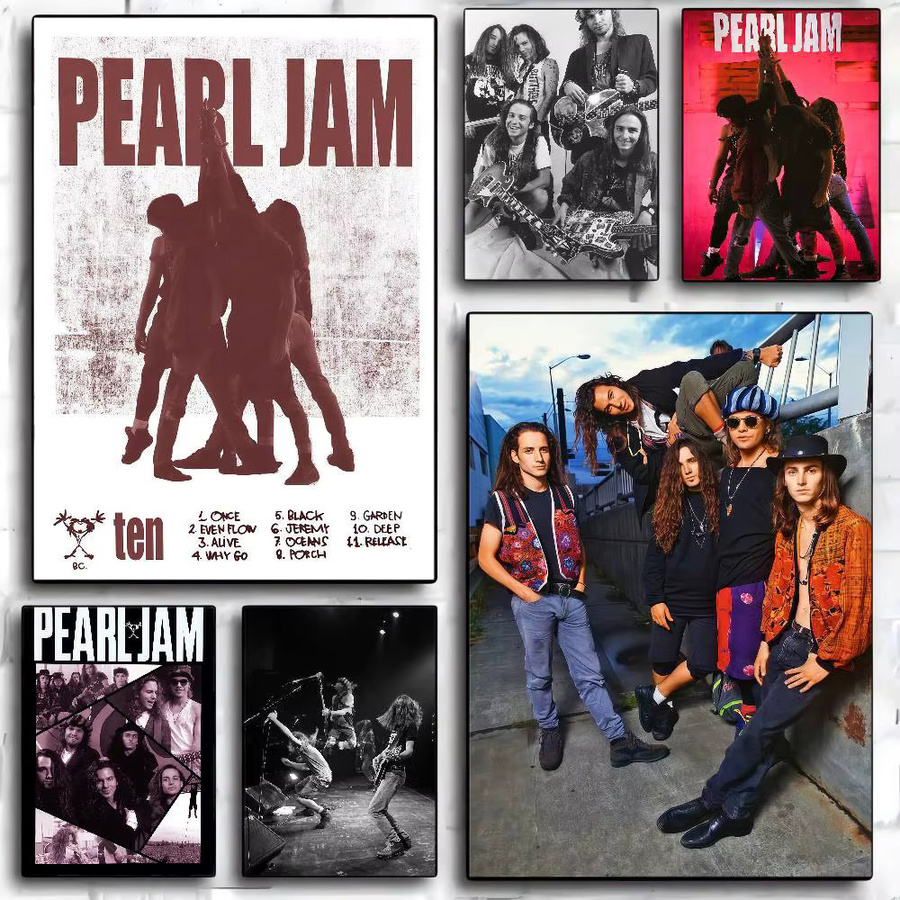 Moetch Banda Pearl Jam Ten Vintage Poster Wandkunst aus weißem Kraftpapier - Bild 2