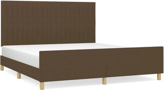 vidaXL Bettgestell mit Kopfteil in Dunkelbraun aus Stoff und Holz, B/T/H: 160 x 200 x 128 cm - Bild 1