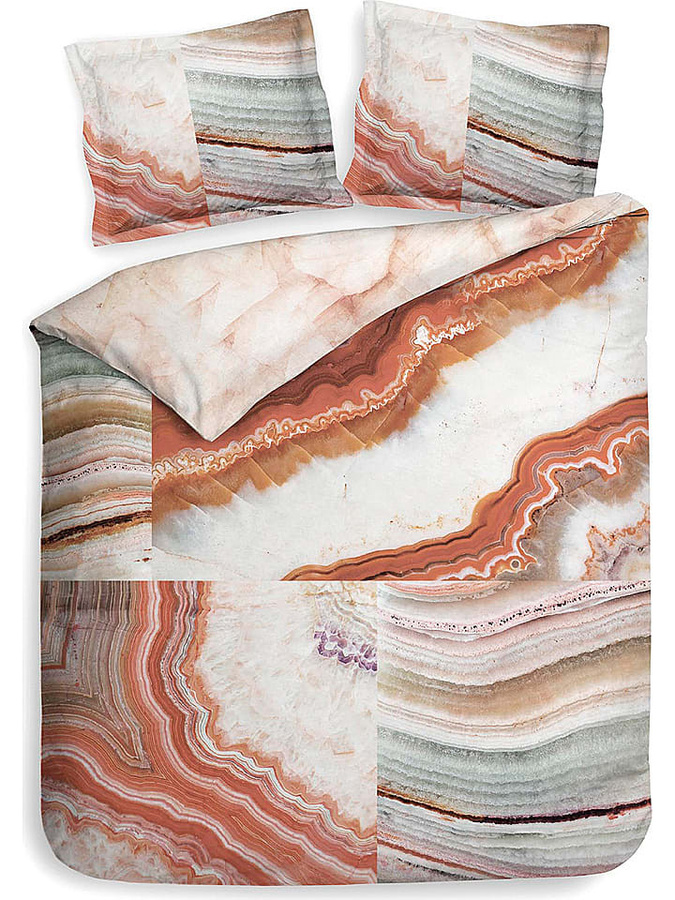 Heckett & Lane Mako-Satin Bettwäsche Kimi terra Marmor Stein Ayquarell, Farbe Multicolour, B/H: 155 x 220 cm mit Kissenbezug 80 x 80 cm - Bild 1
