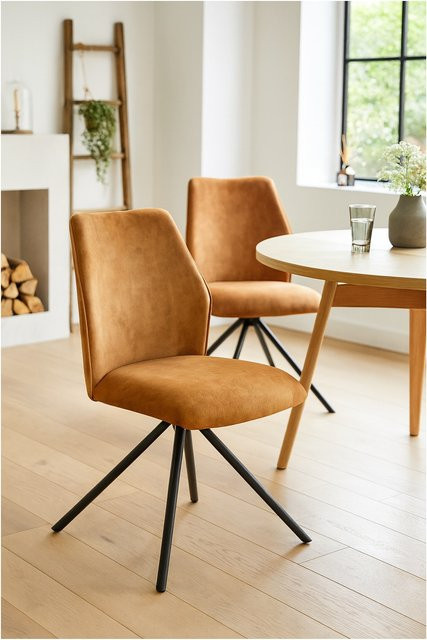 Möbel direkt online Drehstuhl Carola im 2er-Set in Schwarz mit Velour-Samtoptik und Metallgestell - Bild 1
