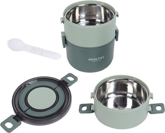 TOMTOP JMS Thermische Lunchbox aus 304 Edelstahl, dreischichtig und auslaufsicher, 2200 ml, Grau - Bild 1