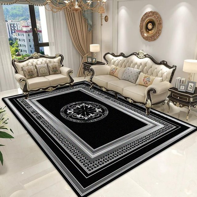 Wucifang Jewelry Vintage Persischer Orientteppich in Schwarz, geometrisches Design, maschinengefertigt, rutschfest und waschbar, B/T: 60 x 90 cm - Bild 1