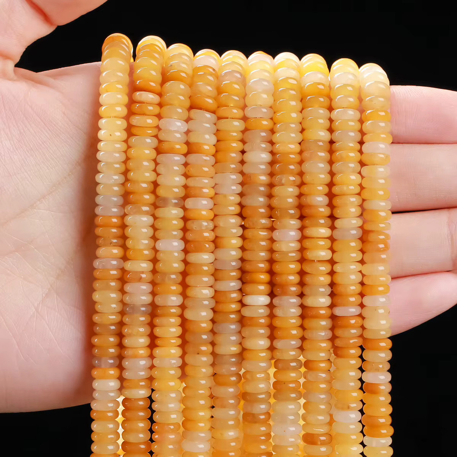 Perlen Naturstein alte gelbe Jade, 6x2mm, Spacer Rondelle, Unisex - Bild 2