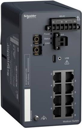 Schneider Electric Modicon Managed Switch MCSESM093F1CS0 in Grau mit 100 Mbit Ethernet/LAN - Bild 1