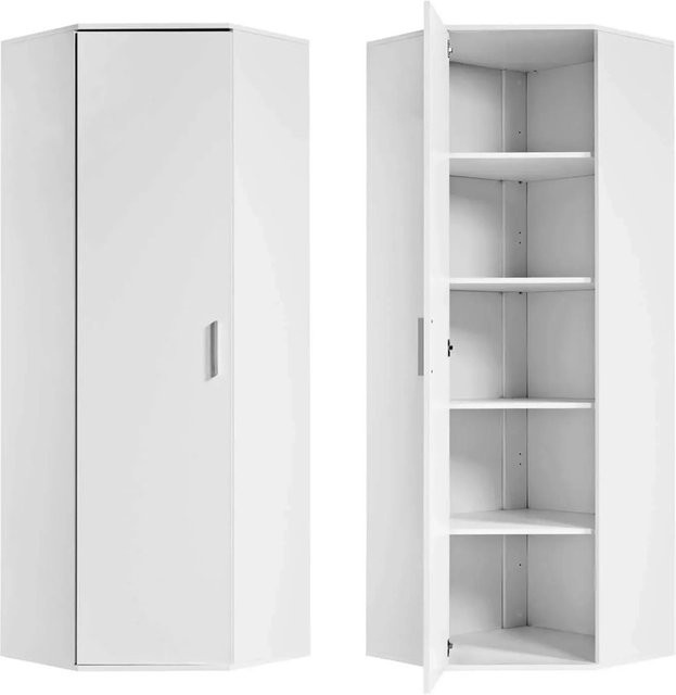 Mokebo Eckschrank in Weiß als moderner Aufbewahrungs- und Mehrzweckschrank mit Scharniertüren - Bild 1