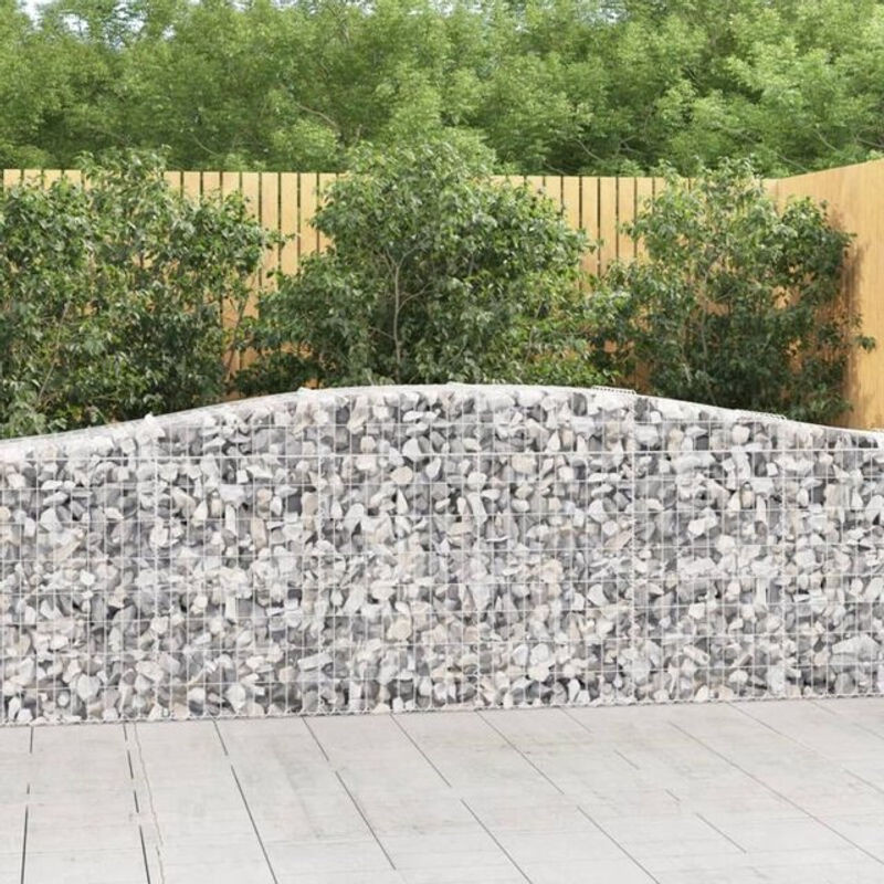 Vidaxl Gabionen mit Hochbogen aus verzinktem Eisen in Silber, 9 Stück, B/T/H: 400 x 50 x 80/100 cm - Bild 1