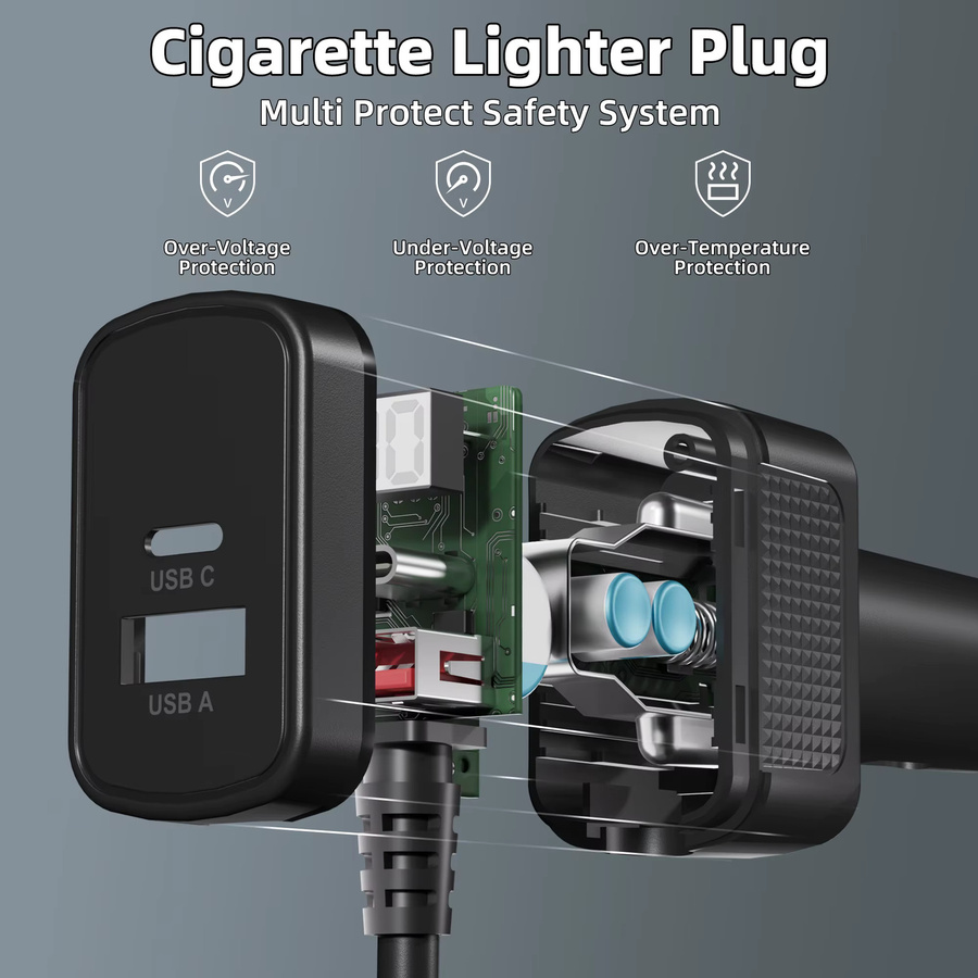 3M Starlink Mini-Stromkabel 3-in-1 mit USB-C, QC 3.0 und Voltmeter-Anzeige in Schwarz - Bild 2