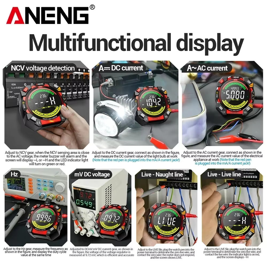 ANENG 626 Smart Multimeter Tragbares 6000 Zähl Multimeter mit 600 V AC Spannungstest und Wiederaufladbarem Akku - Bild 5