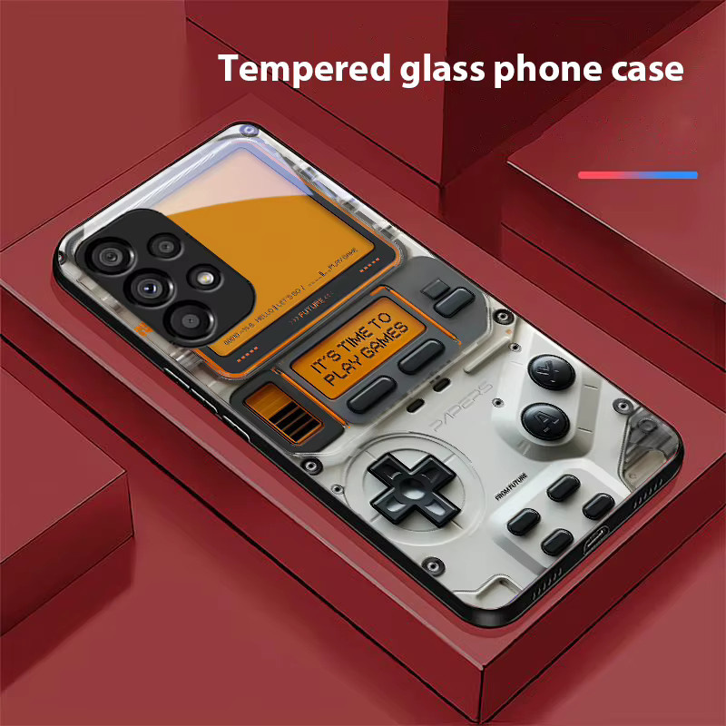 Spielekonsole Handyhülle aus Hartschale mit gehärtetem Glas für Samsung Galaxy S10 20 Plus 21 FE 22 23 24 FE 25 Ultra in Schwarz und Multicolour - Bild 2