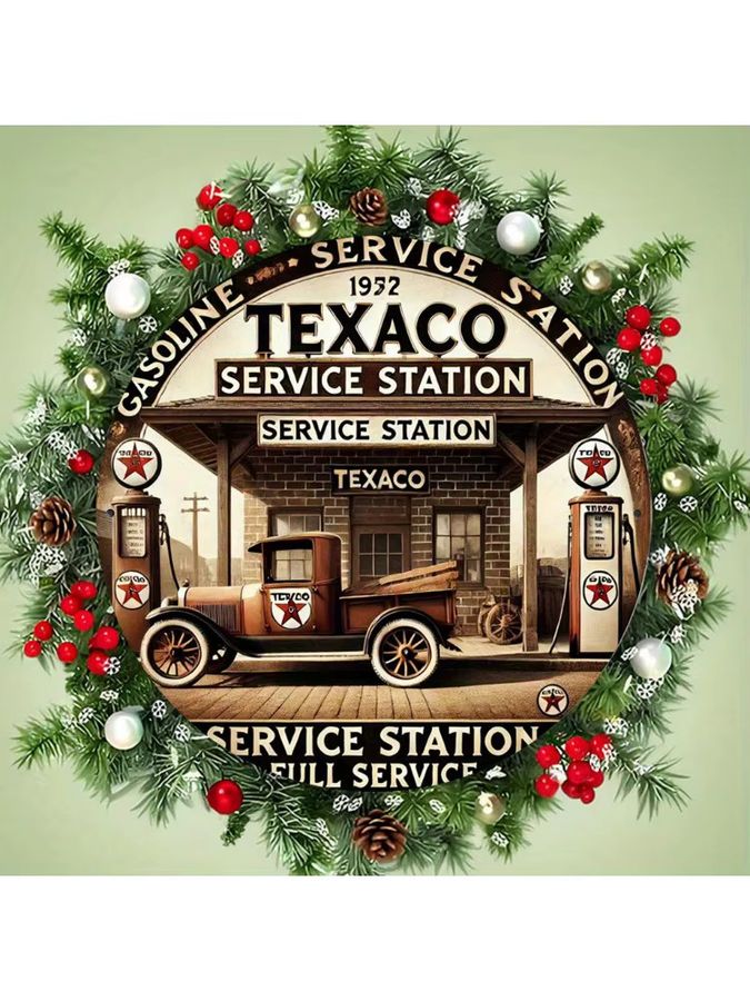 Rundes Metallschild Potdemiel Vintage Texaco Service Station aus Aluminium, Durchmesser: 19,81 cm, Multicolor - Bild 7