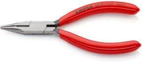 Knipex Flachrundzange für Elektronik und Feinmechanik in Schwarz-Rot mit Kunststoffbeschichtung, Länge: 125 mm - Bild 1