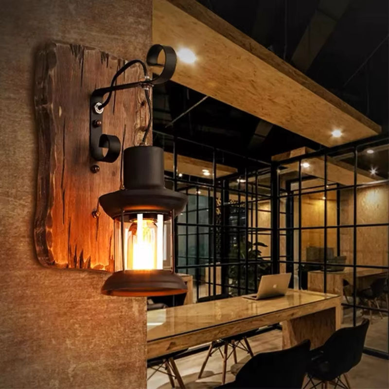 JOYINLED Retro Industrie LED Wandleuchte Schwarz mit E27 Fassung und Käfig-Design für Loft-Stil - Bild 5
