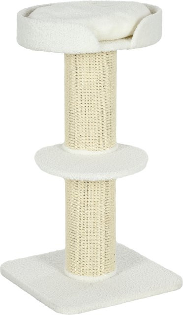 PawHut Kratzbaum Cremeweiß mit Sisalstämmen und Kissen, mehrstöckiger Katzenturm für mittelgroße Katzen, B/T/H: 45 x 45 x 91 cm - Bild 1