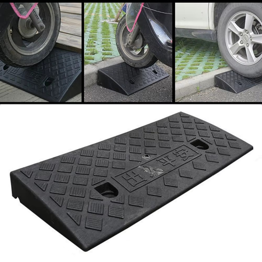VIBRATITE PE Bordsteinkantenrampe rutschfest für Autos, Fahrräder, Roller und Rollstühle, Höhe: 50 mm, Gelb-Schwarz - Bild 2