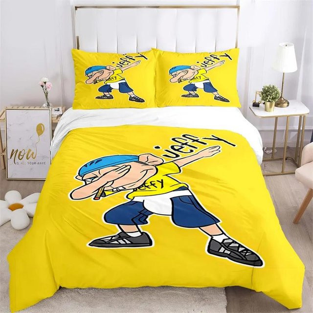 Jeffy Cartoon Bettwäsche Set mit Bettbezug und Kissenbezug in Gelb, B/H: 135 x 200 cm - Bild 1