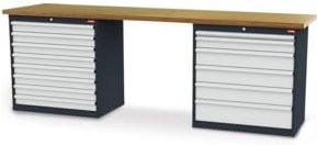 STIER Werkbank mit 2 Schrankgehäusen in Grau und Anthrazit, B/T/H: 250 x 60 x 96 cm - Bild 1