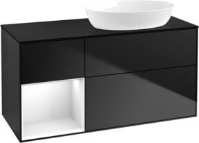 V&B Waschtischunterschrank Finion mit Wandbeleuchtung, Farbe: Weiß und Schwarz lackiert, Breite: 120 cm, Tiefe: 50,1 cm, Höhe: 50,1 cm - Bild 1