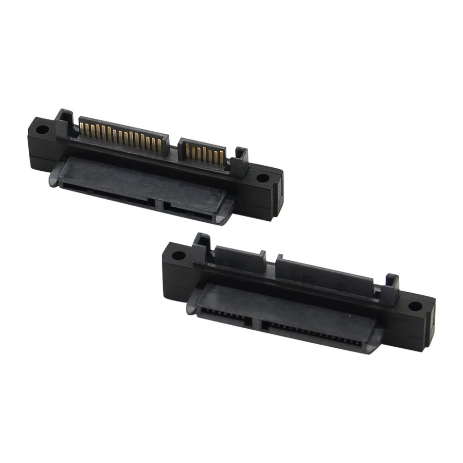 WYMECT SATA-Adapter Konverter 22-Pin auf 7-Pin und 15-Pin Buchse auf Stecker für Daten und Strom, Schwarz - Bild 2