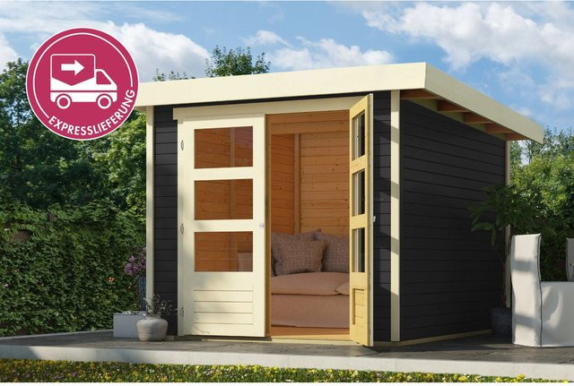 Karibu Express Gartenhaus Speedy A in Terragrau mit Flachdach und modernem Design, B: 213 cm, T: 217 cm, H: 211 cm - Bild 1