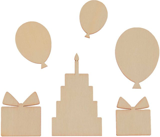 Rico Design Holzdeko Set Birthday in Naturfarbig - Bild 1