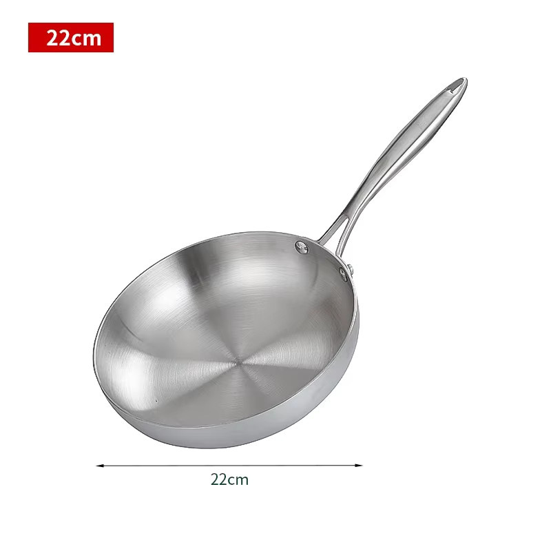 RELI Pfanne aus Edelstahl 304, unbeschichtet, Farbe: Silber, Durchmesser: 22 cm, geeignet für Induktionsherde und Gasherde - Bild 6