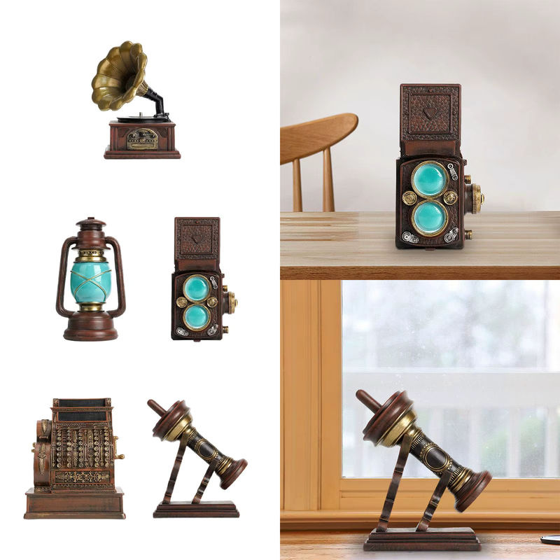 Kesoto Sammler Skulptur aus Kunstharz in Braun im Vintage-Stil als Deko-Figur für Schreibtisch und Regal, H x B x T: 11,5 x 11,5 x 9 cm - Bild 3