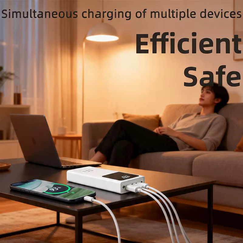 Cohana Hochleistungs-Powerbank 50000mAh mit 66W Schnellladefunktion, Tragbares Ladegerät für iOS und Android in Schwarz mit LED-Taschenlampe und Mehrfachladefunktion für 3 Geräte - Bild 8